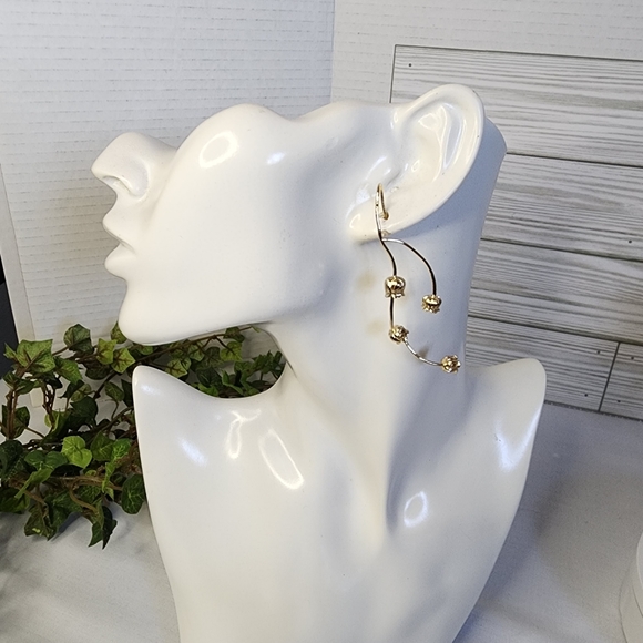 Gold Filled Wavy Flower Drop Earrings - Picture 3 of 8